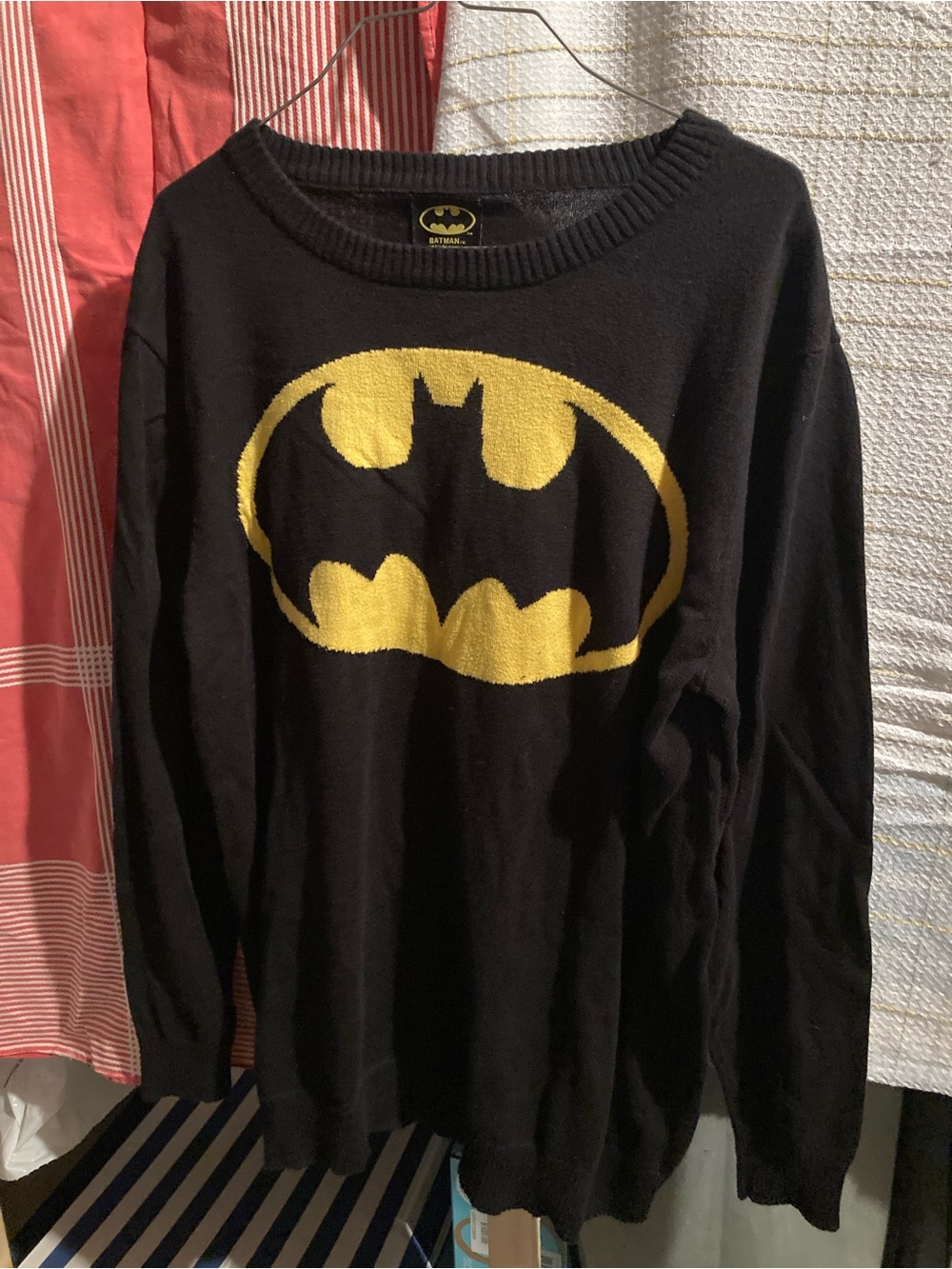Batman Logo Black & Yellow Crewneck Sweater - Men's Large